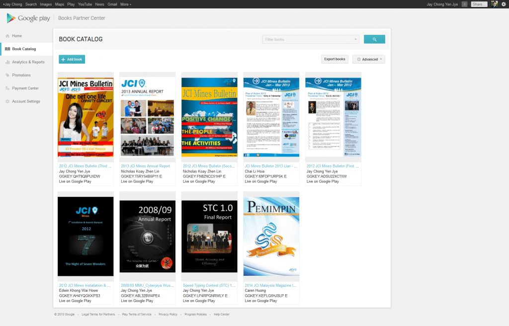 Google Play Books Publisher - Jay Chong
